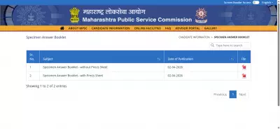 MPSC Releases Specimen Answer Booklets for Descriptive Exams: Key Details