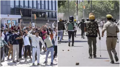 Noida Salary Protest Turns Violent: 50 Arrested, Police Vehicles Torched