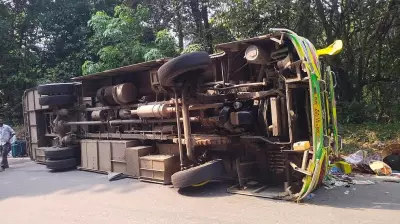 Private Bus Overturns at Charmadi Ghat, 15 Injured in Karnataka