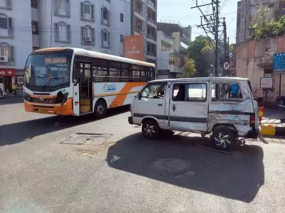 School Van Overturns After Being Hit by City Bus in Rajkot, One Student Injured