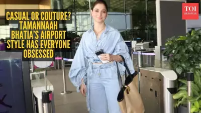 Tamannaah Bhatia's Airport Look: Denim Set with Jacquemus Bag Steals the Show
