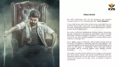 Vijay's 'Jana Nayagan' Leak: Production House Issues Stern Warning
