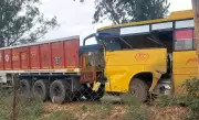 10 Injured as Bus Rams into Parked Trailer Near Talwara