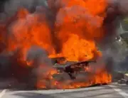 BMW Car Gutted in Mysterious Roadside Fire in Mohali, Investigation Underway