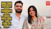 Cricketer Rinku Singh's Quiet Varanasi Temple Visit with Fiancée Priya Saroj