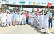 Farm Leaders and Activists Stage Protest at Rohtak Toll Plaza in Haryana