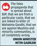 Gadkari Rejects BJP-Gandhi Killing Link, Defends Party's Inclusive Vision