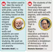 PM Modi vs Mamata Banerjee over Jadavpur University anti-national slogans