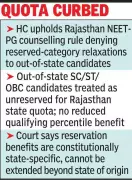 Rajasthan High Court Upholds Denial of NEET-PG Quota Benefits to Out-of-State Candidates