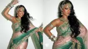 Rihanna Stuns in Green and Pink Saree with Diamond Jewellery, Fans Go Wild