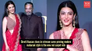 Shruti Haasan Stuns in Rs 48,000 Scarlet Saree-Lehenga at Awards Night