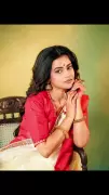 Ushasi Ray Embraces Classic Elegance in Red-Border White Sari for Bengali New Year