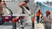 Workers Manually Clear Water from Delhi-Dehradun Corridor Days Before Inauguration