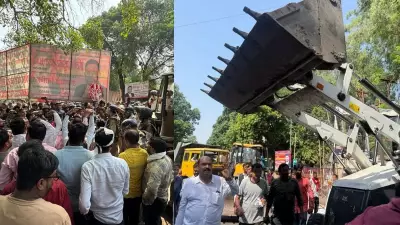 Bulldozer Action Begins Outside Lucknow DM Office to Demolish 240 Lawyer Chambers