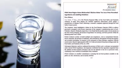 FSSAI Seizes Alkaline Water Stock Over Fulvic Acid Violations in Gujarat