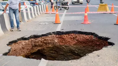 Massive Sinkhole on Sohna Expressway Causes Traffic Chaos in Gurugram