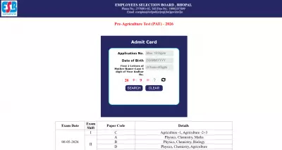 MPESB PAT Admit Card 2026 Released at esb.mp.gov.in, Exam on May 8