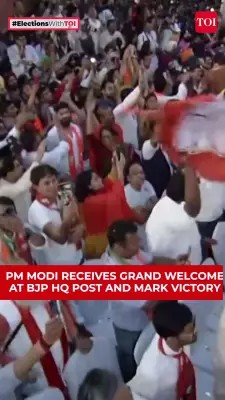 PM Modi Gets Grand Welcome at BJP HQ After Historic Wins in Three States