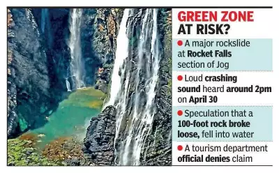 Rockslide at Jog Falls Triggers Concern, Officials Deny Event