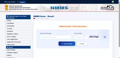 RSCERT Announces NMMS Rajasthan Result 2026: Check Online