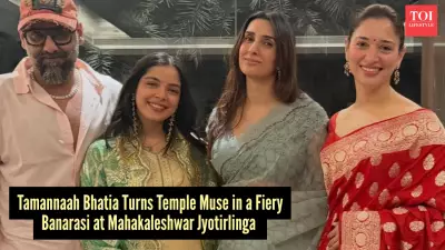 Tamannaah Bhatia's Red Banarasi Saree for Mahakaleshwar Bhasma Aarti Goes Viral
