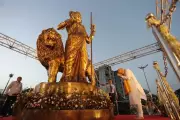 Amit Shah Unveils Bharat Mata Sculpture in Ahmedabad