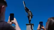 Banksy Unveils New Flag-Blindfolded Leader Statue in Central London