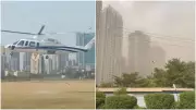 Eknath Shinde's Helicopter Makes U-Turn as Dust Storm Hits Mumbai