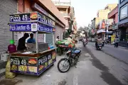 Encroached Footpaths in Jaipur Force Pedestrians onto Busy Roads