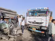 Four Killed in Rajkot Car-Truck Collision; Tyre Burst Suspected