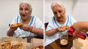 Grandma's Joyful Pizza and Cold Drink Moment Goes Viral