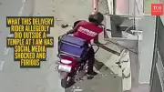 Hapur Delivery Rider Steals Temple Tap, Video Goes Viral on Social Media