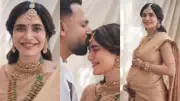 Karishma Tanna Glows in Saree at Godh Bharai Ceremony