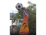 Malappuram Welcomes FIFA World Cup with Giant Football Sculpture Made of Plastic Bottles