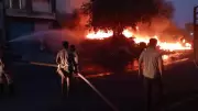 Massive Fire at Ludhiana Scrap Market Destroys Truck and Crane