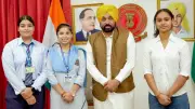 Punjab CM Bhagwant Mann Felicitates PSEB Class 12 Girl Toppers with Rs 50,000 Each