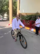 SGPGI Director Cycles to Office, Launches Green Mobility Campaign
