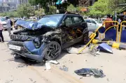 Speeding Volvo Car Crashes into Vehicles on Rajkot's Ring Road, Injures Woman