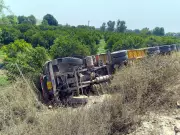 Truck Overturns on Abohar Highway While Avoiding Nilgai, Driver and Conductor Injured