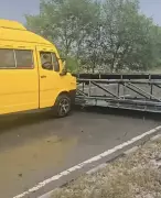 Uprooted Gantry Collapses Near School Van in Punjab's Moga, No Injuries