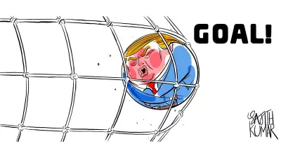 DH Cartoon: Goal! Satirical Take on Football Victory