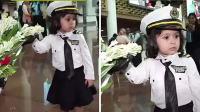 Girl Dressed as Pilot Steals Hearts at Noida Airport's First Flight