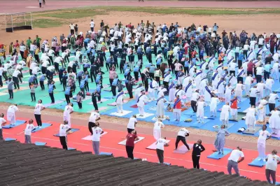 Hundreds join World Yoga Day events across Dharwad on Sunday