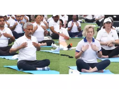 Jaishankar, Norway Envoy Perform Yoga at Nehru Park on International Yoga Day