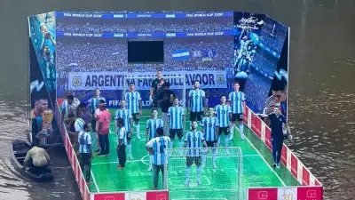 Kerala Fans Build Floating Stadium for Argentina in River
