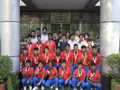 Union Sports Minister Mandaviya Felicitates U-18 Hockey Asia Cup Teams