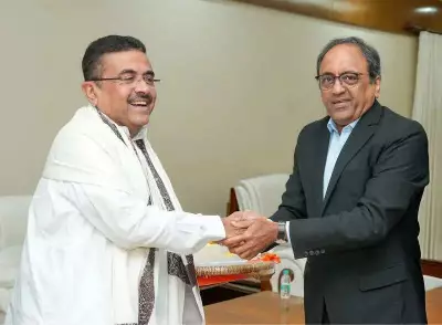 West Bengal CM Adhikari Meets L&T CMD at Kolkata Airport for Investment Talks