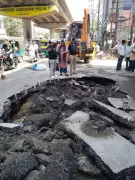 12-foot road cave-in at Bharat Nagar Chowk disrupts traffic in Ludhiana