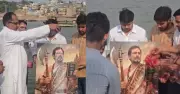 Congress Workers Offer Gangajal, Milk, and Rose Petals to Rahul Gandhi's Parshuram-Styled Photo on His Birthday