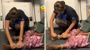 Crew Member Helps Elderly Passenger in Pain During Flight